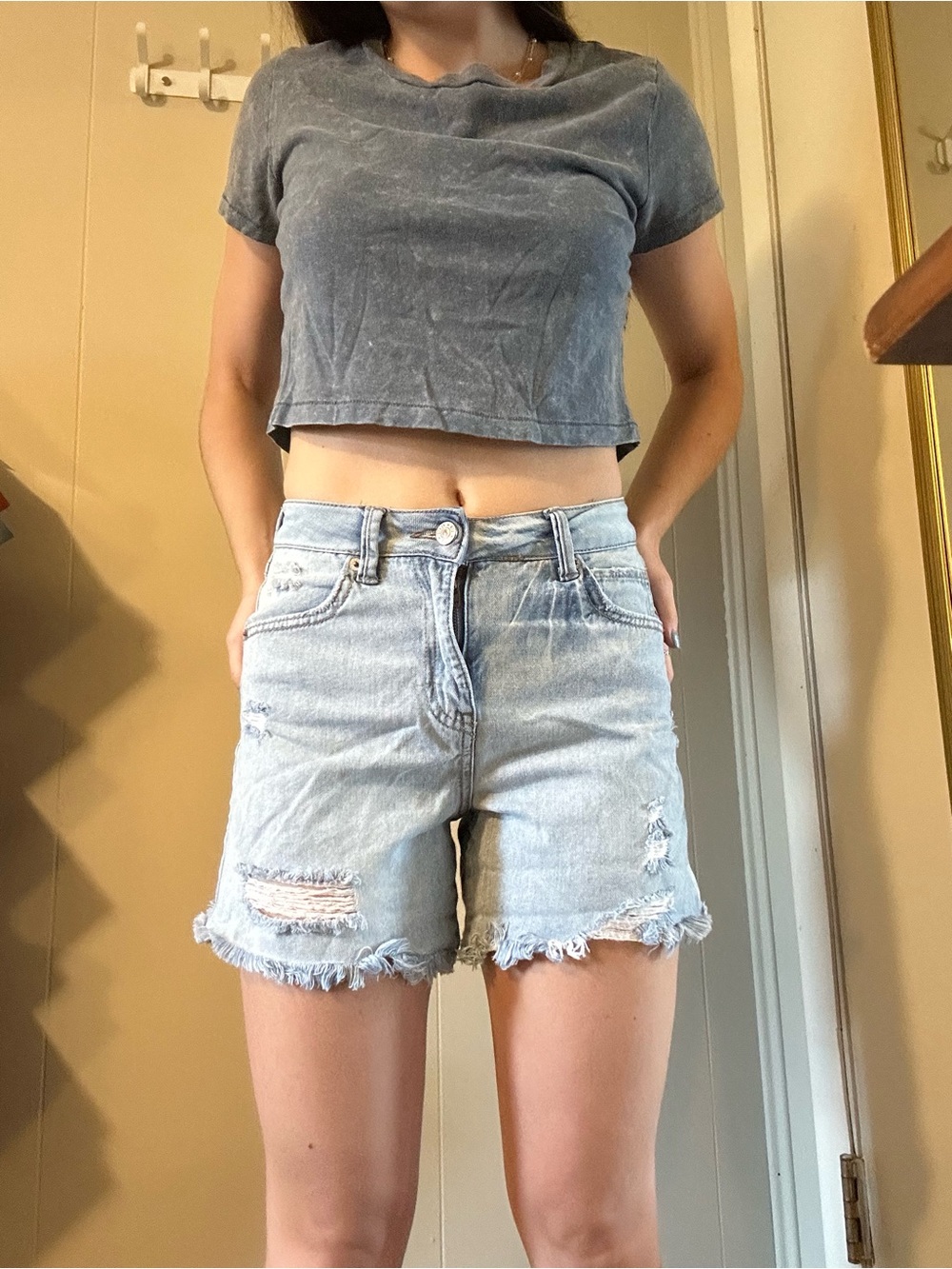 Rewash Light Blue Distressed Denim Shorts